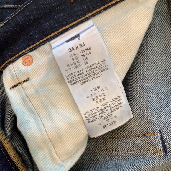 White Oak Cone Mills Levi’s 505 selvedge indigo denim jeans USA 34x34 2004 - Picture 7 of 9